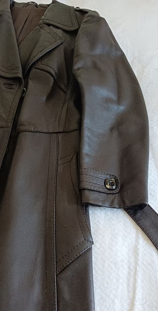 Cappotto lungo trench pelle marrone donna