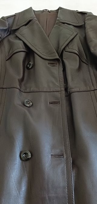 Cappotto lungo trench pelle marrone donna