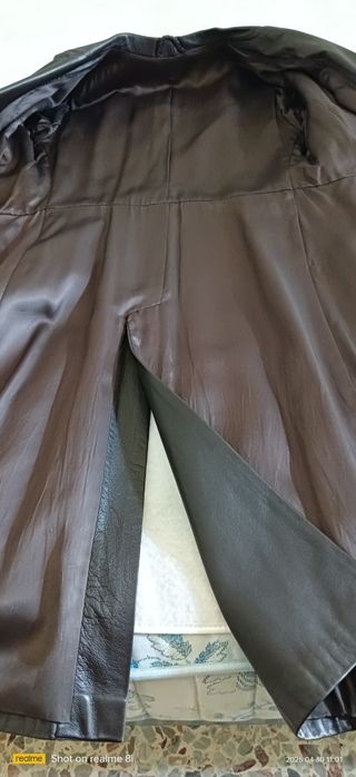 Cappotto lungo trench pelle marrone donna