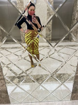 Falda larga del vendaje Lima Estampado de cebra Bodycon Midi