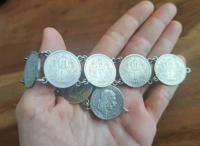 Pulsera monedas plata Imperio austrohúngaro