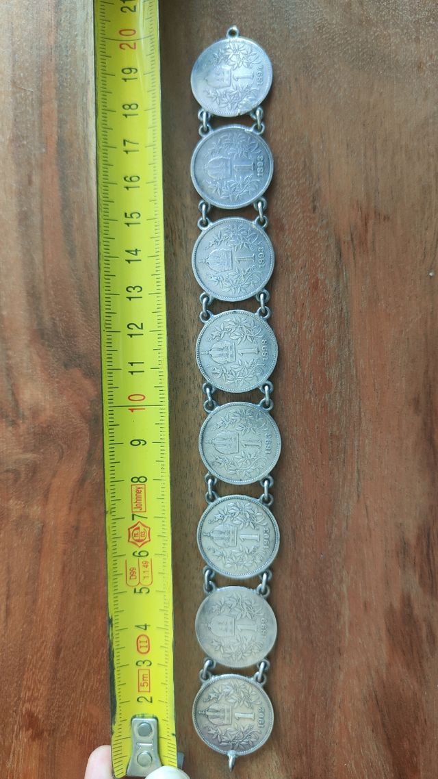 Pulsera monedas plata Imperio austrohúngaro
