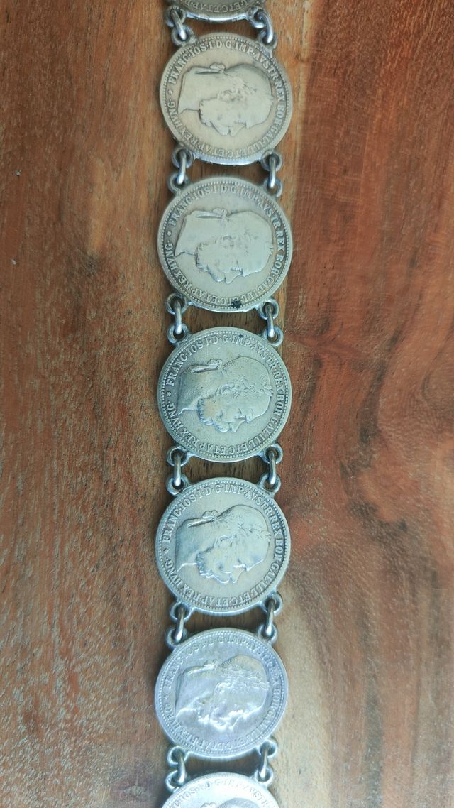 Pulsera monedas plata Imperio austrohúngaro
