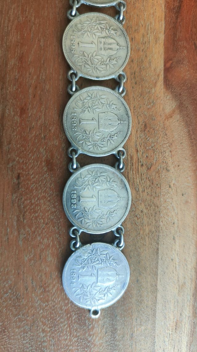 Pulsera monedas plata Imperio austrohúngaro