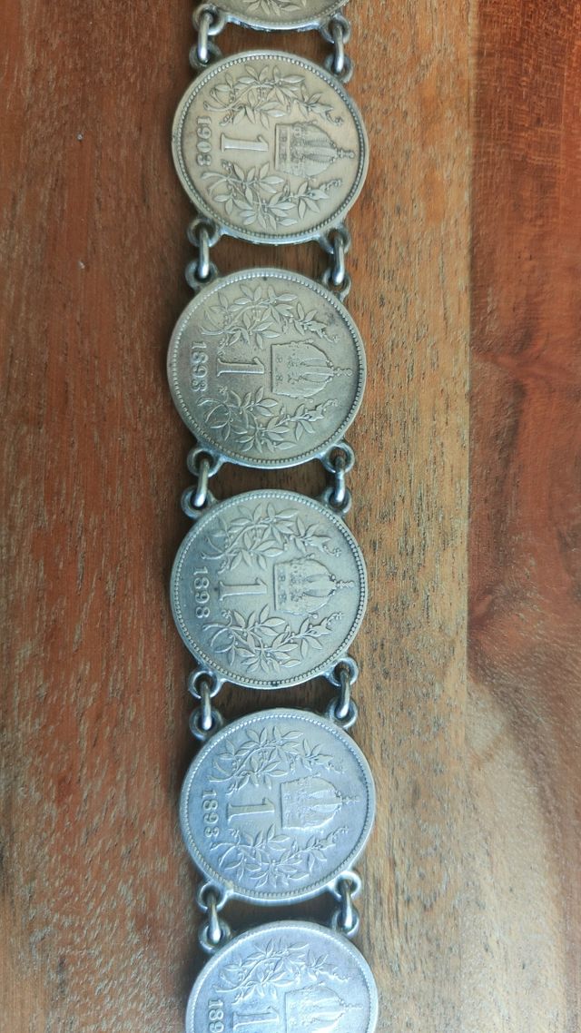 Pulsera monedas plata Imperio austrohúngaro