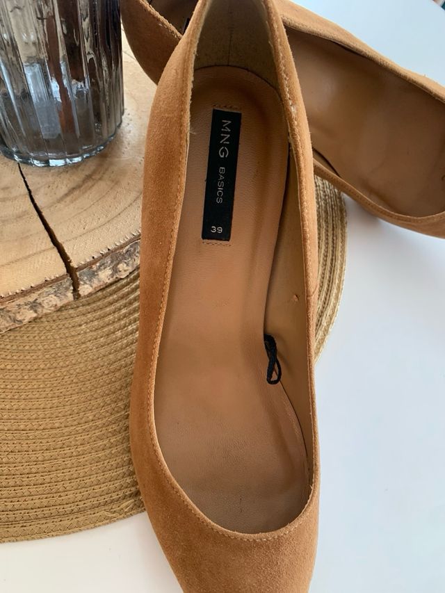 Zapatos ante marron Mango Talla 39