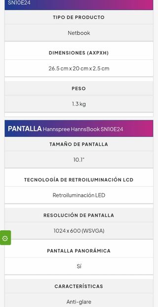 Notebook HANNSPREE model SN10E2