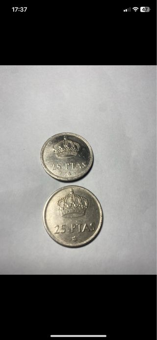 2 Monedas 25 Ptas España 1975