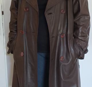 Cappotto trench pelle marrone uomo