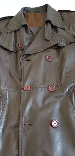 Cappotto trench pelle marrone uomo