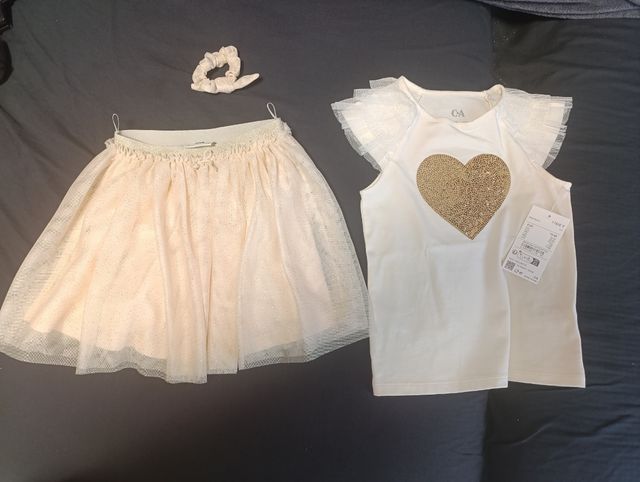 Conjunto niña 6 años: falda+camiseta+chaqueta