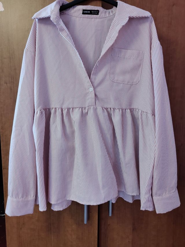 Camisa peplum manga larga