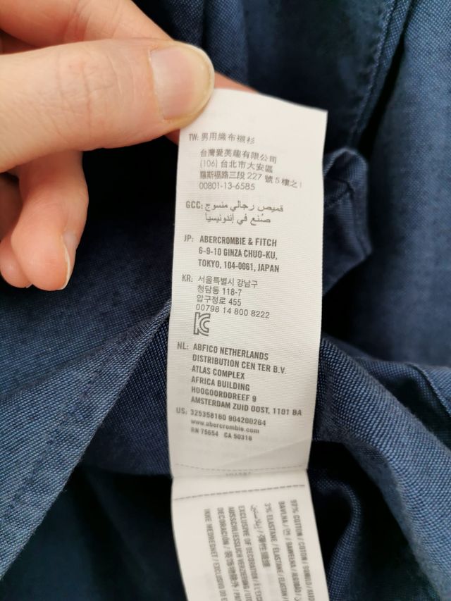 Camicia blu con colletto alla coreana Hollister 