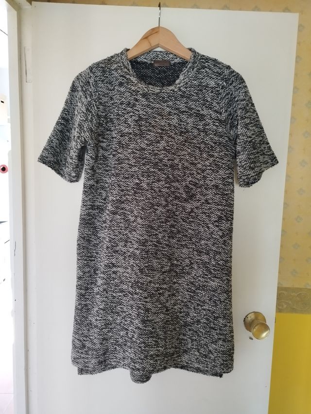 Vestido punto gris-negro