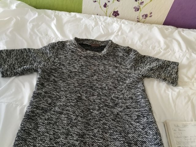 Vestido punto gris-negro