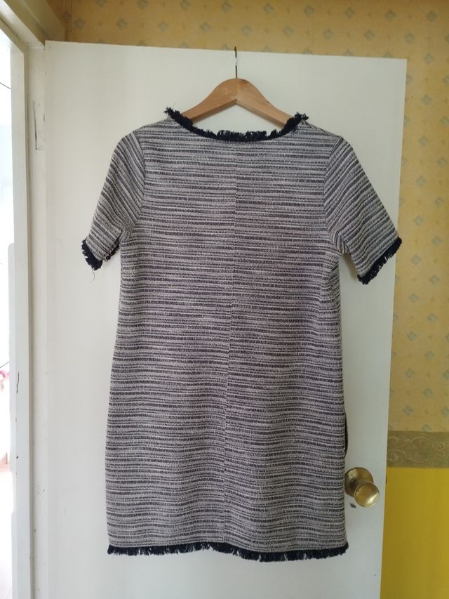 Vestido rayado azul y gris