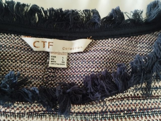 Vestido rayado azul y gris