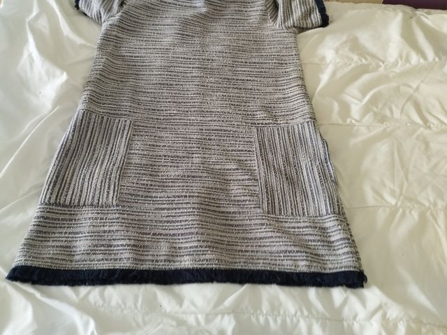 Vestido rayado azul y gris