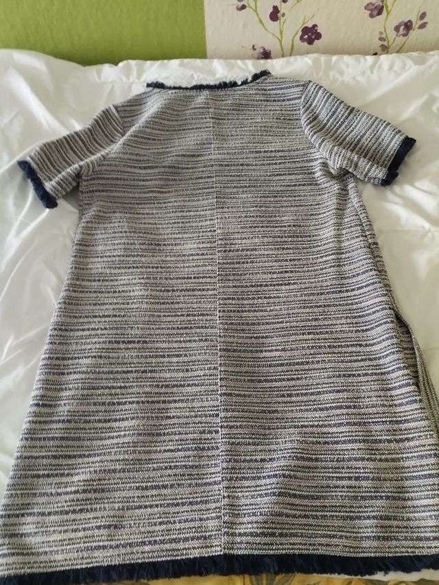 Vestido rayado azul y gris