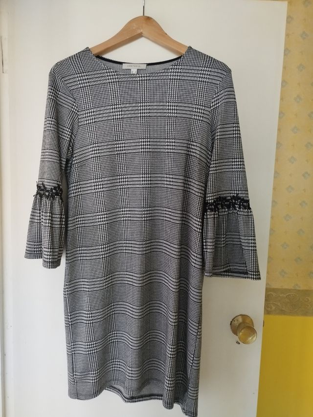 Vestido cuadros gris-negro