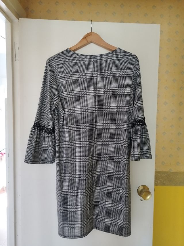 Vestido cuadros gris-negro