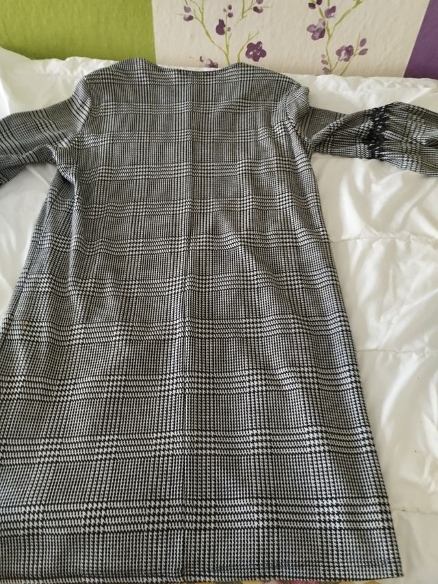 Vestido cuadros gris-negro