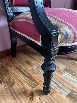 Conjunto Butaca y 4 sillas antiguas estilo Luis XV