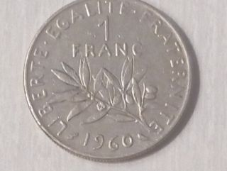 Moneda antigua francesa de un franco