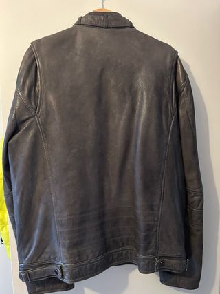 Cazadora piel azul-gris