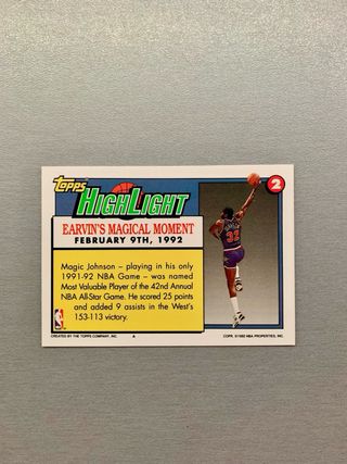 Carta NBA Magic Johnson MVP All Star, #2 Topps 92-93