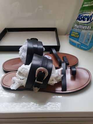 Sandalias Piel - Negras Marrón