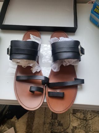 Sandalias Piel - Negras Marrón