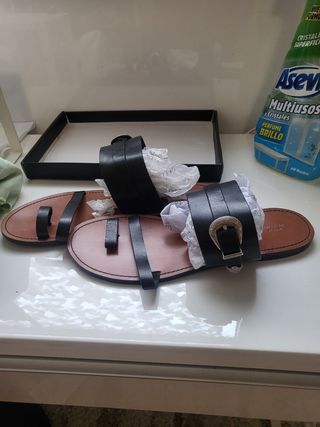 Sandalias Piel - Negras Marrón