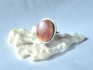 Anillo con Piedra Aragonita Caramelo Hecho a Mano