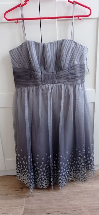Vestido fiesta gris Da laru comprado corte inglés 
