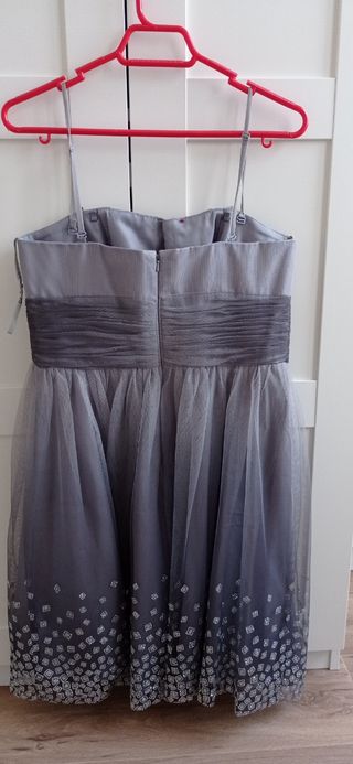 Vestido fiesta gris Da laru comprado corte inglés 