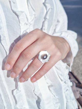 Anillo con Piedra Onix Negro Hecho a Mano