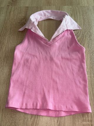 Top rosa estilo halter