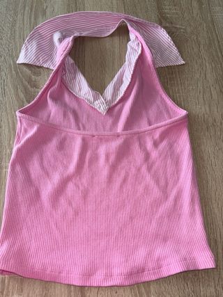 Top rosa estilo halter