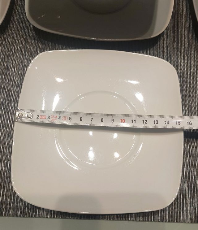 Juego 12 tazas y platos porcelana blanca