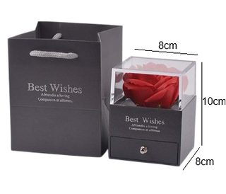 Caja perla del deseo con 1 rosa en joyero