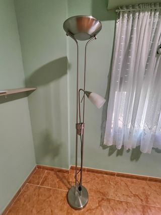 Lampara pie acero - 2 luces