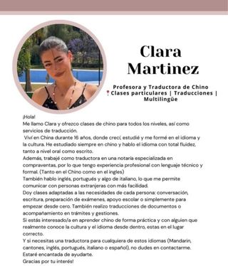 Clases de Chino/ingles particulares y traductora