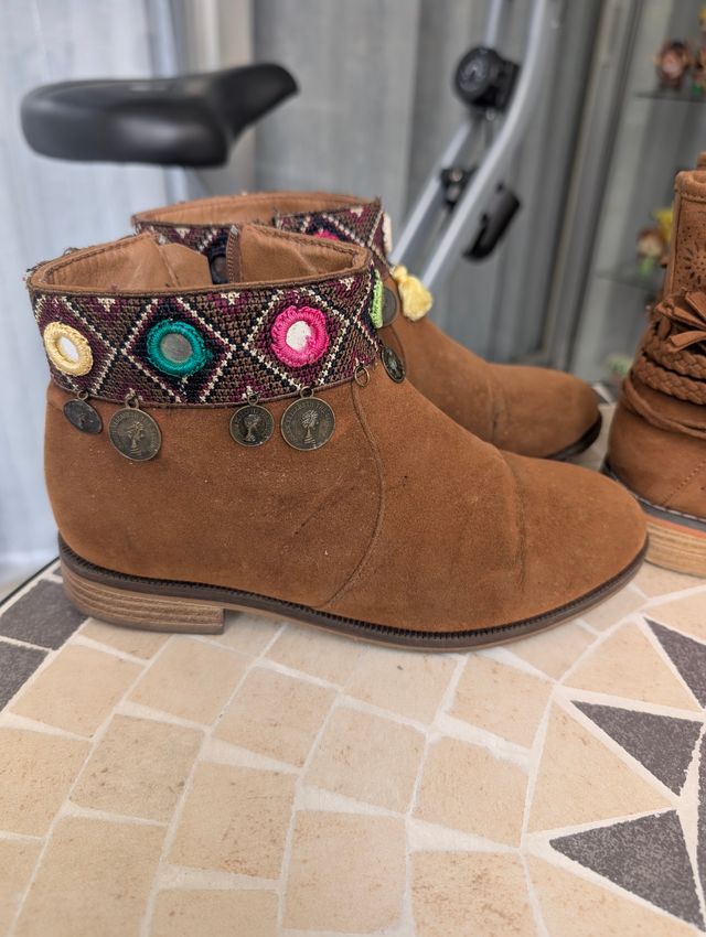 2 pares botines marrones talla 36