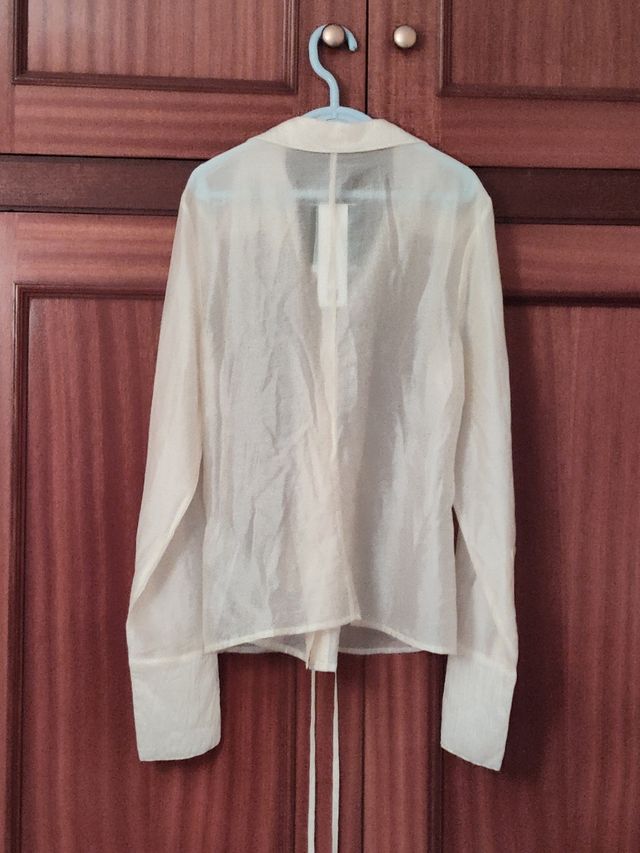 Blusa nude manga larga estructura corsé 