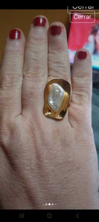 ANILLO ACERO DORADO Y PERLA NUEVO