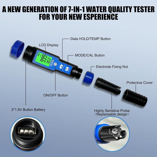 Probador PH, TDS, EC, SALT, ORP, S.G, Temperatura.