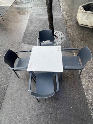 Mesa y 4 sillas terraza - Gris metal