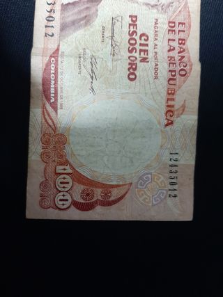 Billete 100 Pesos Oro Colombia