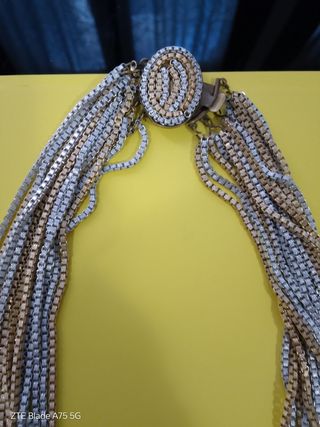 Collana vintage colori oro e argento multifilo